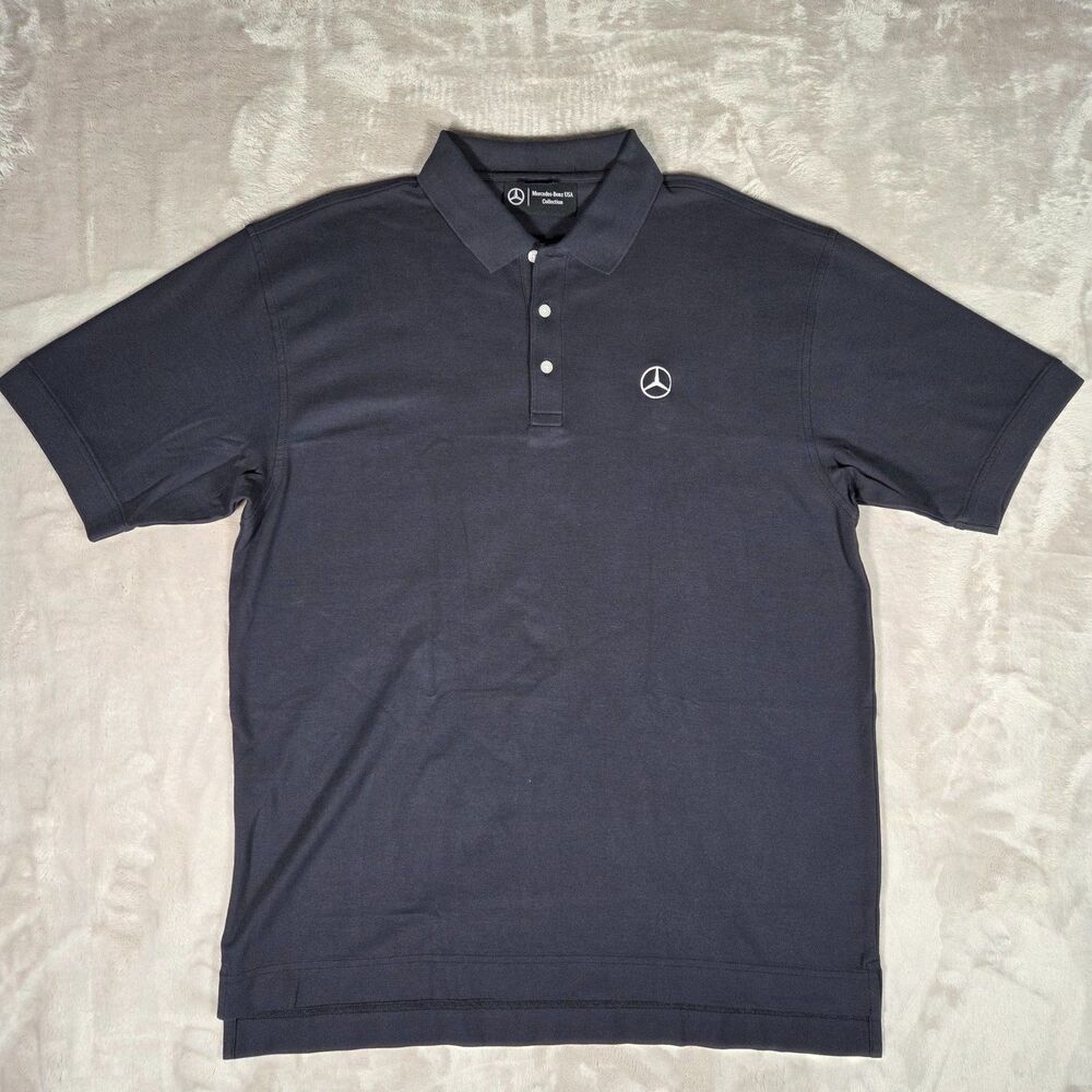 Mercedes Benz USA Collection Polo Shirt Men’s XL Navy Pima Cotton Luxury Casual